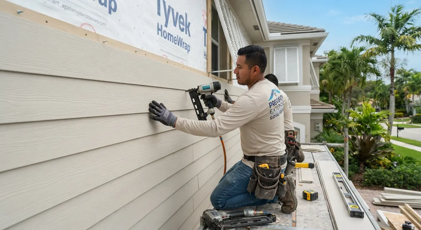 Detailed view of exterior materials and installation work.