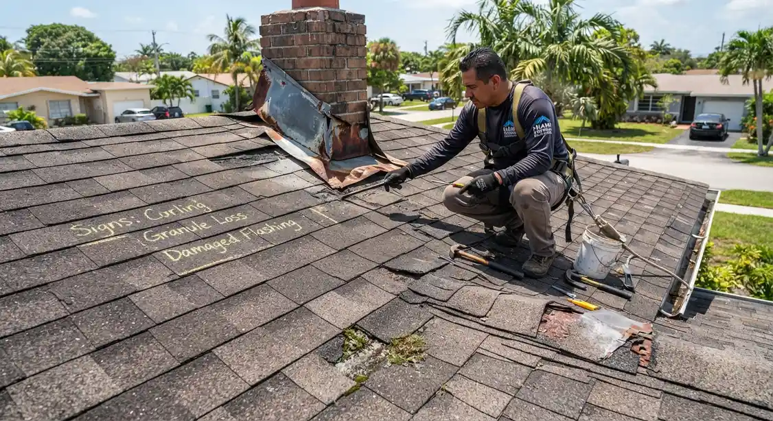 Roofing installation signs in Miami